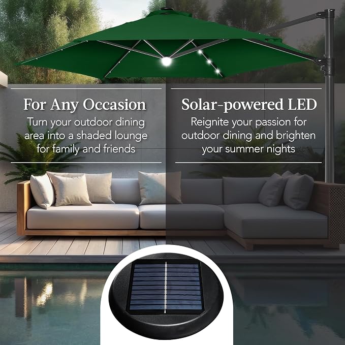 Best Choice Products 10ft Solar LED Offset Cantilever Hanging Market Patio - Image 4