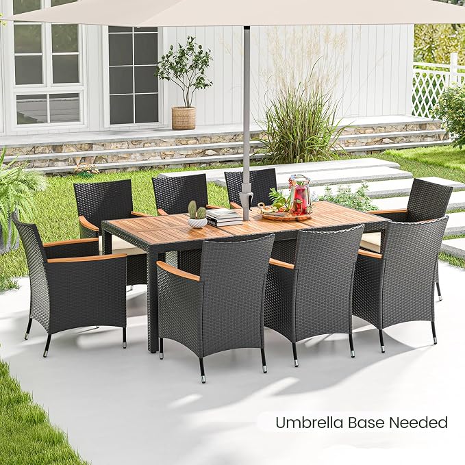 Tangkula 9 Pieces Rattan Outdoor Dining Set - Image 8