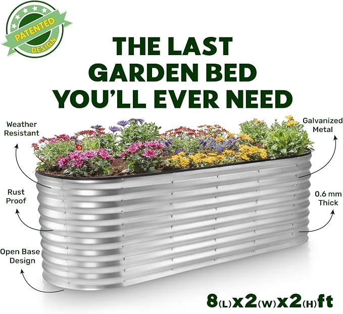 Plant & Plot Galvanized Raised Garden Beds Outdoor // 8×2×2 ft Planter Raised - Image 5
