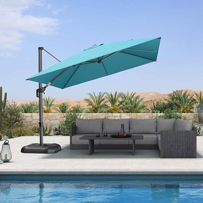 PURPLE LEAF 10 Feet Patio Umbrella Outdoor Cantilever Square Umbrella Aluminum - Image 2