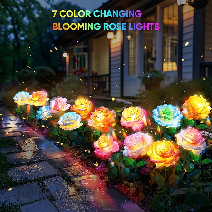 8 Pack Solar Flowers Lights Outdoor Waterproof - Image 4