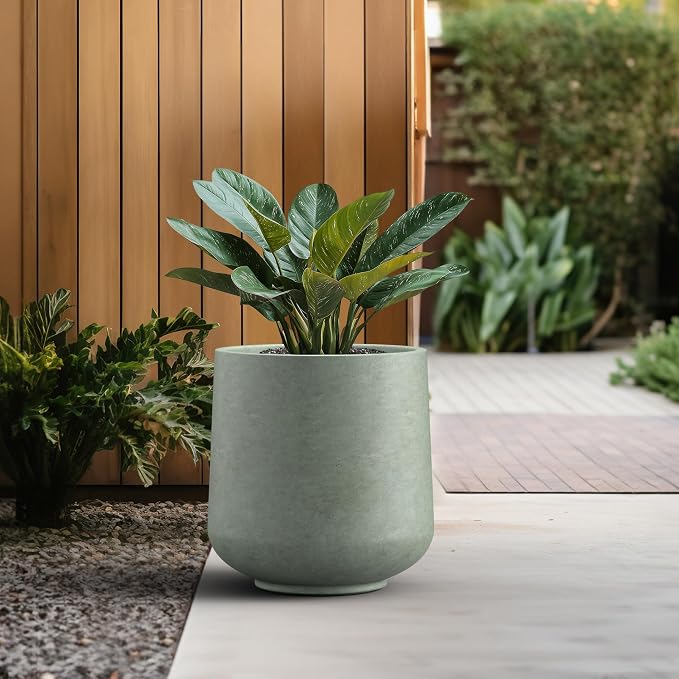 Kante 15.3" Dia Round Concrete Planter, Outdoor Indoor Large Plant Pots - Image 5