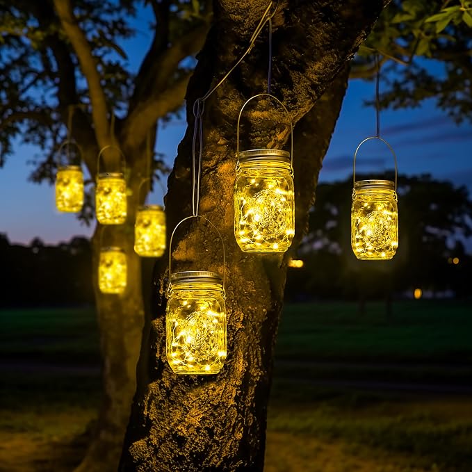 GIGALUMI Solar Mason Jar Lights, 12 Pack 30 Led String Fairy Lights Garden - Image 4