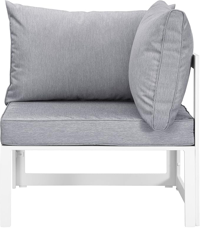 Modway Fortuna Aluminum Outdoor Patio Corner Chair in White Gray - Image 2