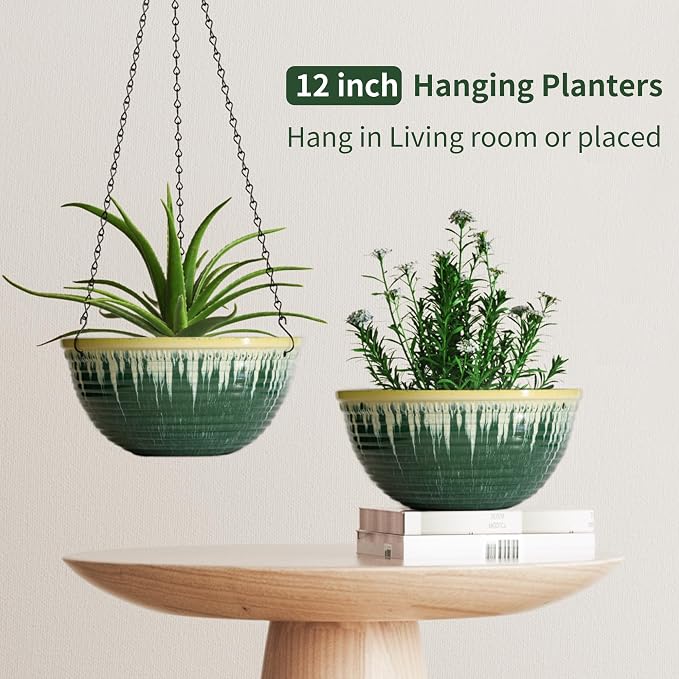 12 inch Large Hanging Planters for Indoor Outdoor Plants, Hanging Baskets for - Image 5