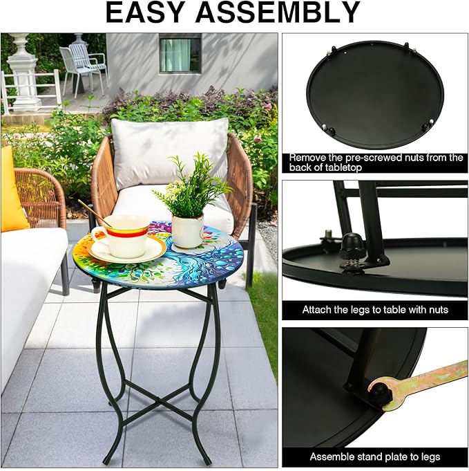 Fashion&cool Outdoor Side Tables, Weather Resistant Metal End Table Side Table - Image 8