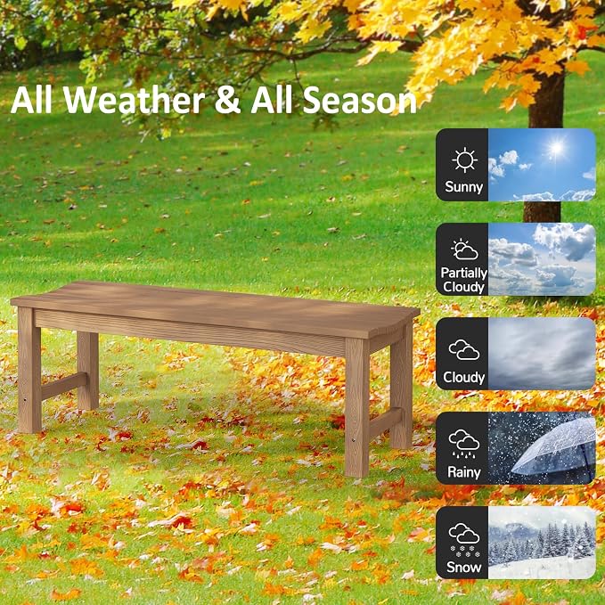 Outdoor Bench Set of 2, 2-Person Patio Backless Benches, HIPS Weatherproof - Image 4