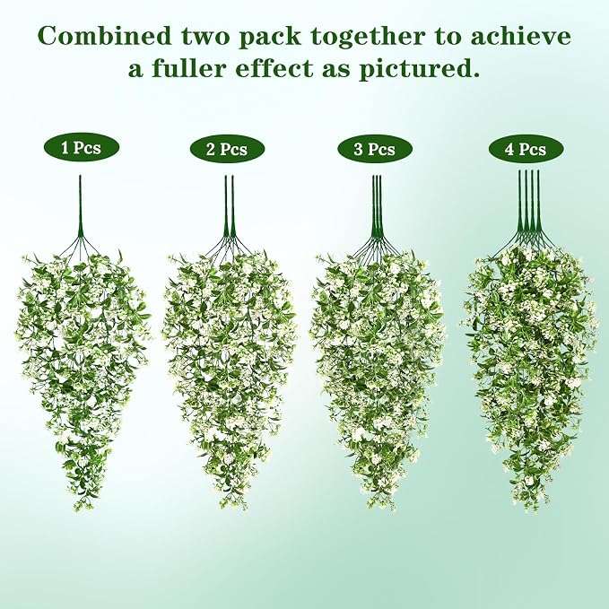 Waipfaru 4pcs Fake Hanging Plants, Artificial Hanging Flowers Faux Ivy Pothos - Image 9