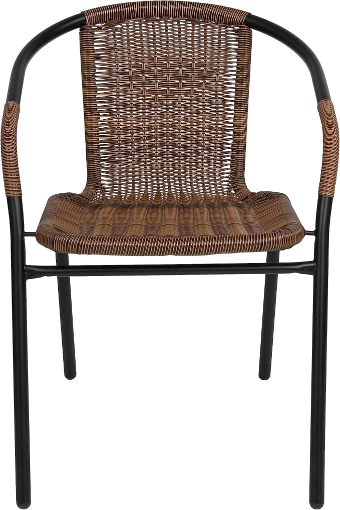 Flash Furniture Lila Medium Brown Rattan Indoor-Outdoor Restaurant Stack Chair - Image 10