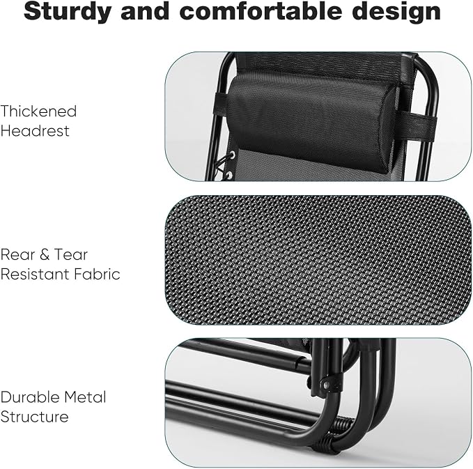 NEWBULIG Zero Gravity Chair Set of 4, Lounge Chair Folding Portable Adjustable - Image 4