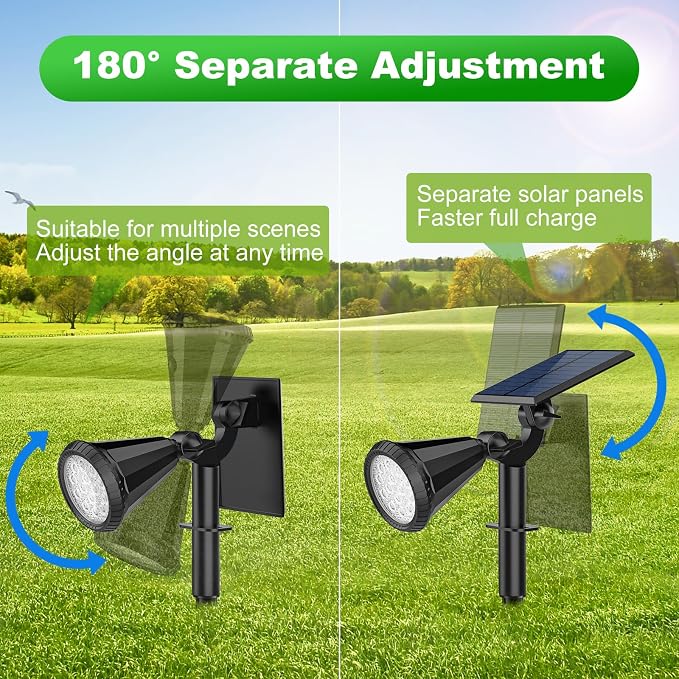 Solar Lights Outdoor Waterproof IP65 180° Adjustable Solar Powered Landscape - Image 2