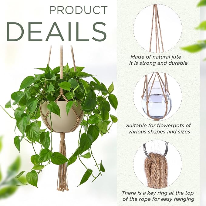 EBOOT 2 Pack 33 Inch Large Macrame Plant Hanger Rope to Hang Flower Pot Plant - Image 3