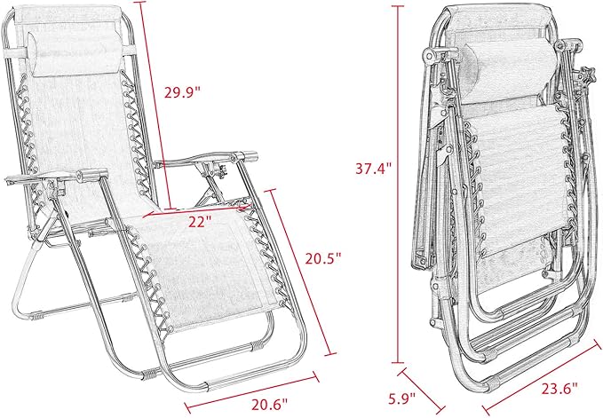 Homall Zero Gravity Chair Adjustable Folding Lawn Lounge Chairs Outdoor Lounge - Image 3