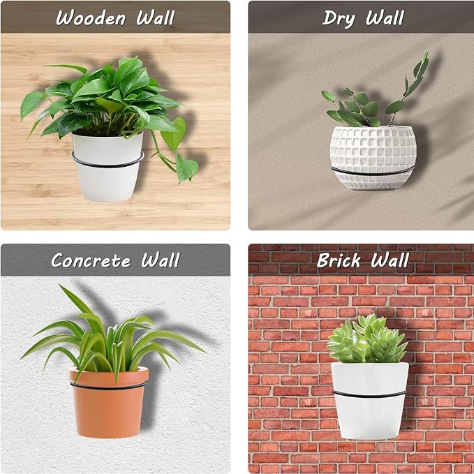 6 Pack 5 inch Flower Pot Holder Ring, Flower Pot Holder Ring Wall Mounted Set - Image 7