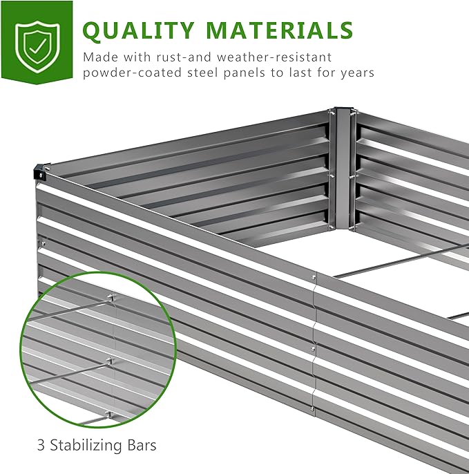 2PCS 12x3x1ft Galvanized Raised Garden Bed Kit, Metal Planter Box - Image 4