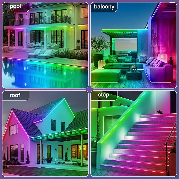 zoegi 500ft Outdoor LED Strip Lights Waterproof, Music Sync RGB IP68 Outside - Image 4