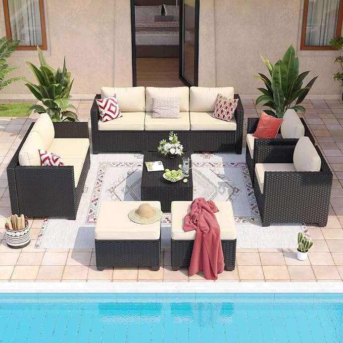 Aoxun 9 Piece Outdoor Patio Furniture Set 8 Seats, Outdoor Sectional - Image 5