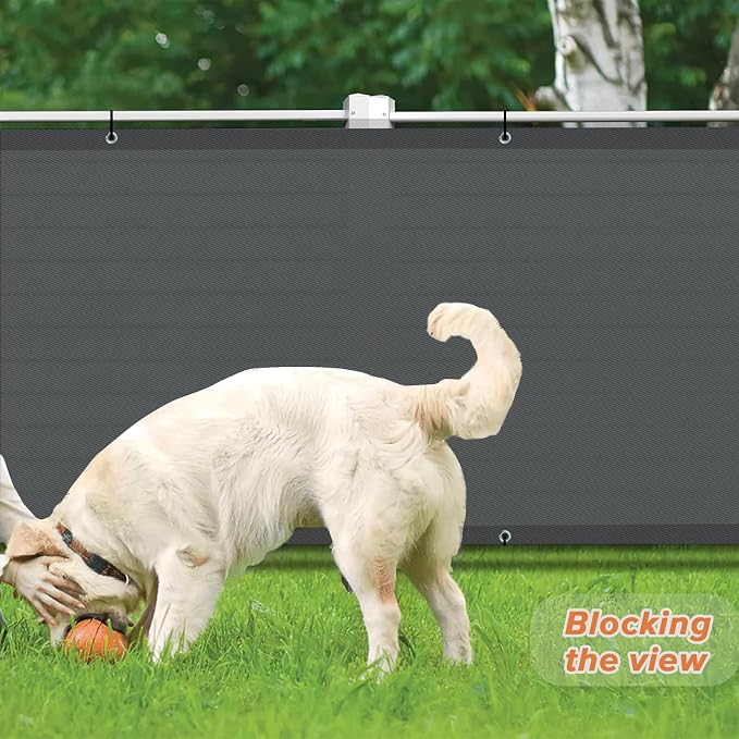 LOVE STORY 3.3'x19.7' Dark Grey Balcony Screen Privacy Fence Cover UV - Image 2