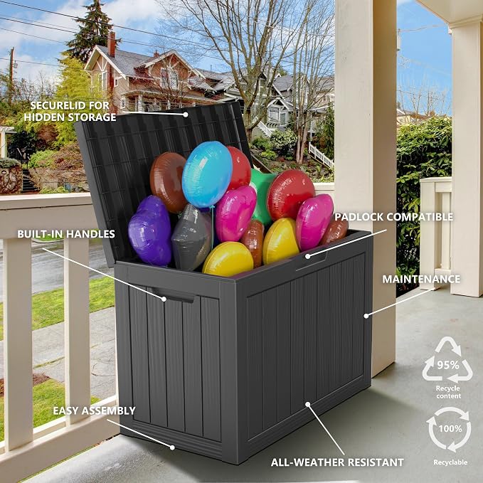 45 Gallon Outdoor Storage Box, Weather Resistant & Waterproof Resin Deck Box - Image 3