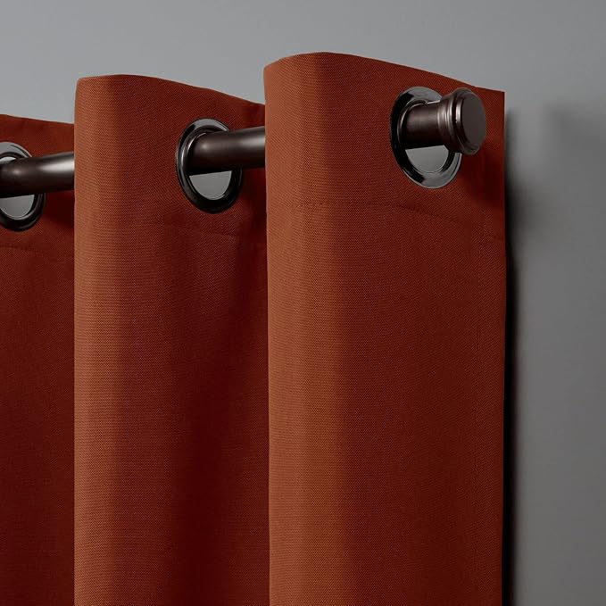 NICOLE MILLER NEW YORK Canvas Indoor/Outdoor Grommet Top Curtain Panel Pair - Image 3