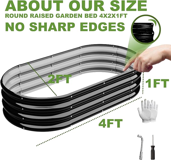 2Pcs 4X2X1ft Oval Raised Garden Bed Kit, Galvanized Raised Garden Beds Outdoor - Image 4