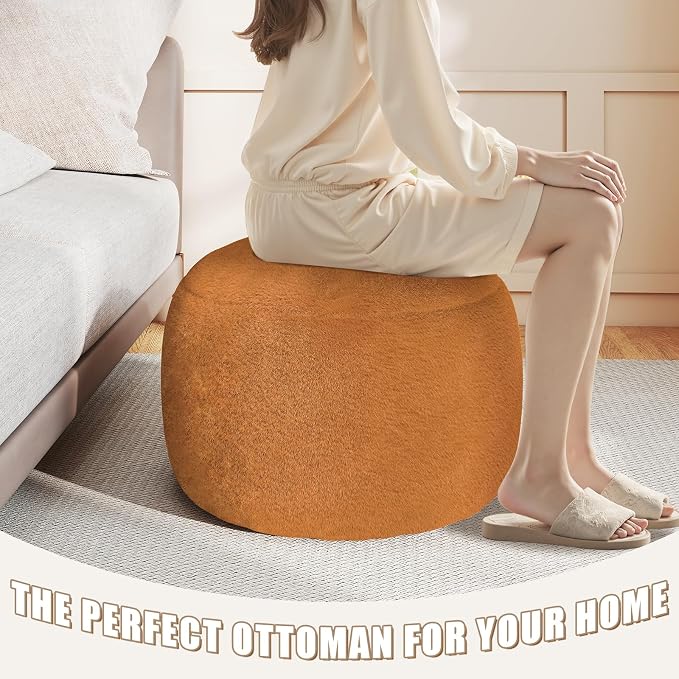 Round Stuffed Pouf Ottoman for Foot Rest, A Round Modern Foam Filled Poufs - Image 5