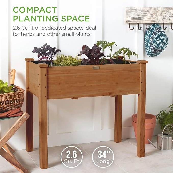 Best Choice Products 34x18x30in Raised Garden Bed, Elevated Wood Planter Box - Image 2