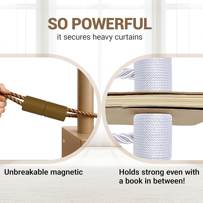 Hion Magnetic Curtain Tiebacks Dark Brown 4 Pack, Curtain Tiebacks Buckles - Image 5