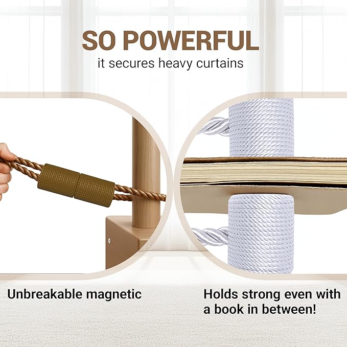 Hion Magnetic Curtain Tiebacks Dark Brown 2pcs, Curtain Tiebacks Buckles - Image 5