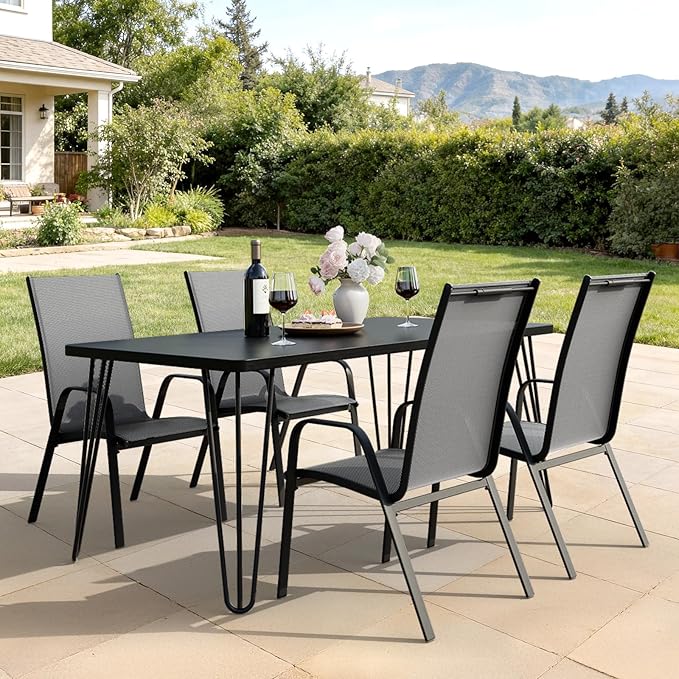JEAREY Patio Dining Chairs Set of 4, Outdoor Stackable Dining Furniture Set - Image 8