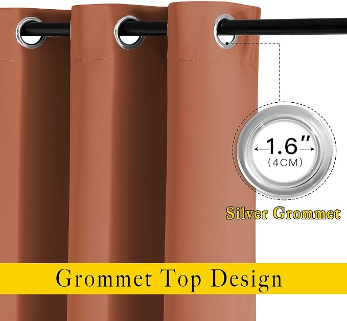 NICETOWN Blackout Burnt Orange Curtain & Drape - Image 3