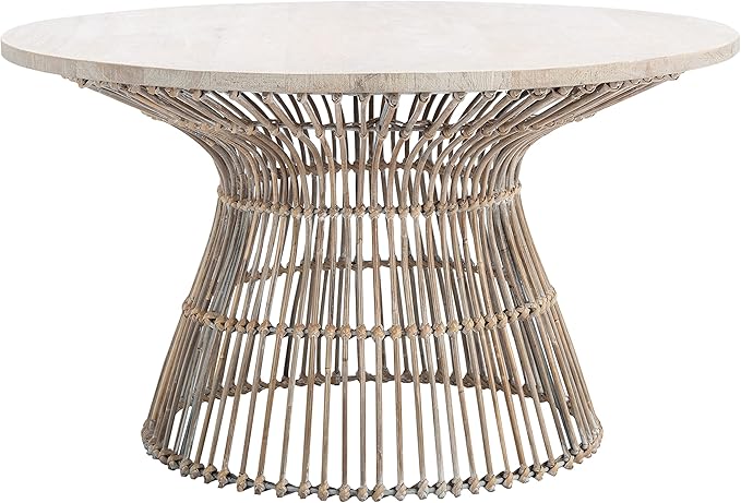 Safavieh Home Collection Whent Coastal Grey White Wash and Black Round Coffee by SAFAVIEH