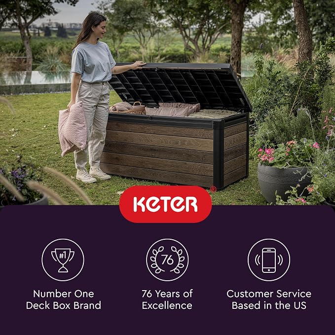Keter Signature Collection 150 Gallon Resin Deck Box Organization and Storage - Image 11
