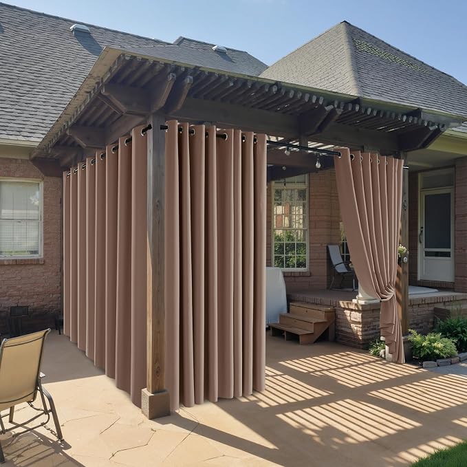 RYB HOME Outdoor Curtains for Patio Waterproof Block Sunlight Thermal Insulated by RYBHOME