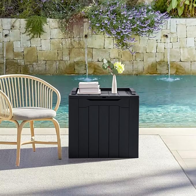 JUMMICO 31 Gallon Resin Deck Box Waterproof Indoor Outdoor Storage Boxes - Image 8