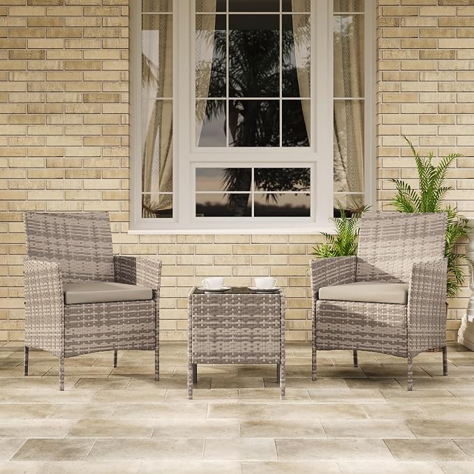 GAOMON 3-Piece Patio Furniture Set, Modern PE Rattan Conversation Set - Image 3