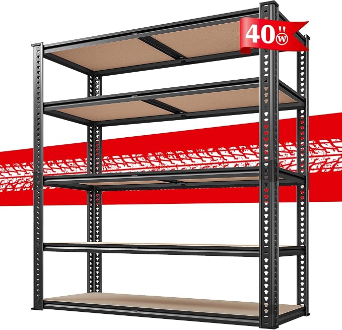 REIBII 40" W Garage Shelving 2500LBS Storage Shelves 72" H Metal Shelving 5 - Image 9