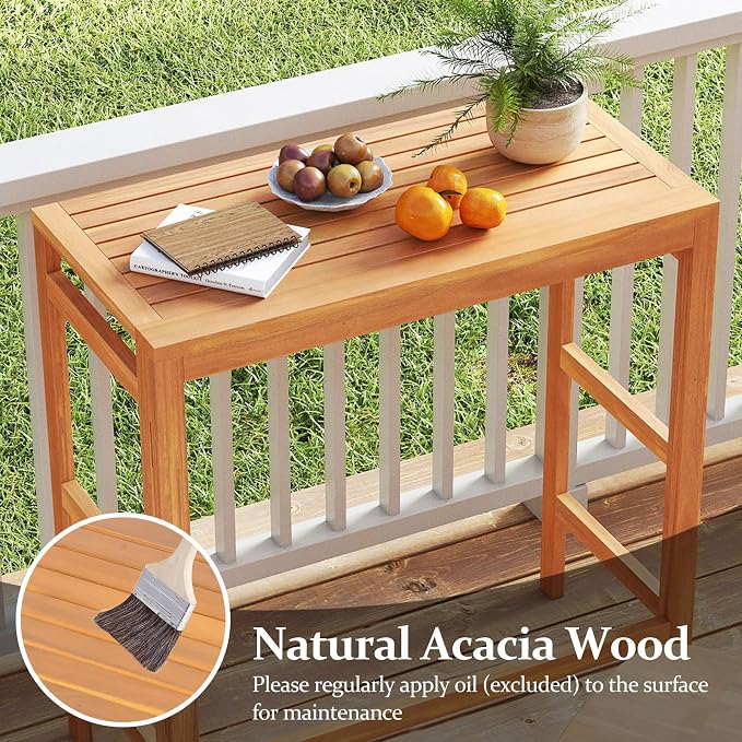 Tangkula Acacia Wood Outdoor Folding Bar Table, Patio Rectangle Counter Height - Image 7