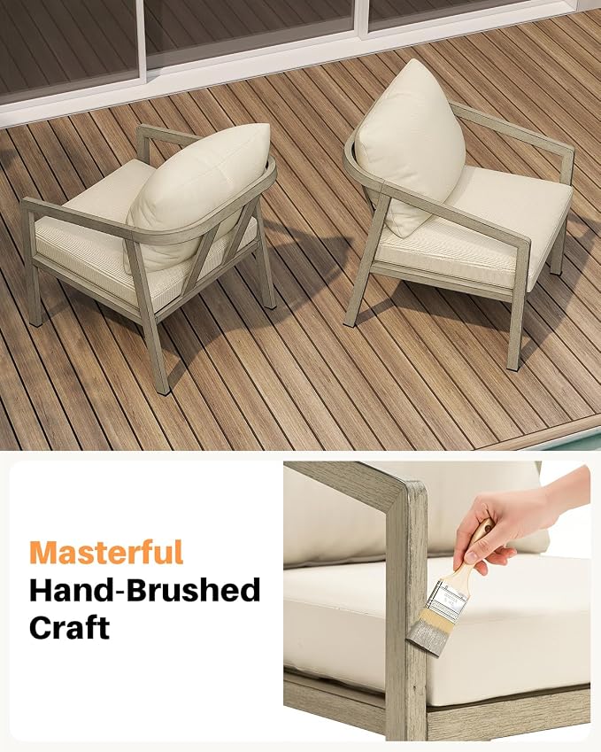 Patio Sofa Chairs Set of 2, Never-Rust Aluminum Outdoor Armchair - Image 7
