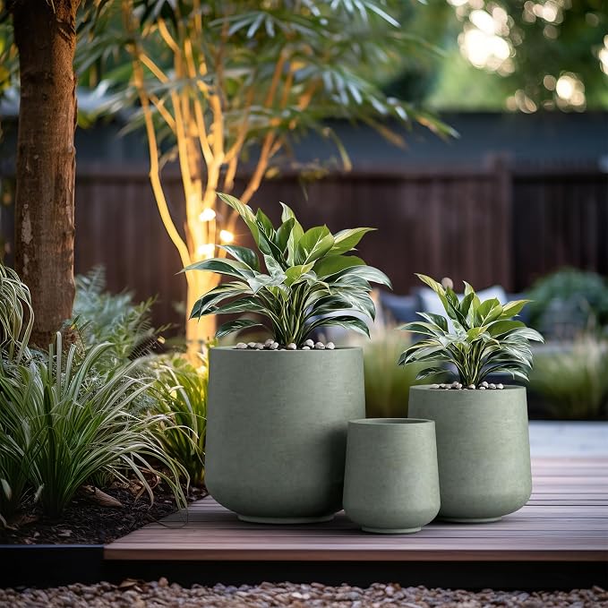 Kante 15.3"+11.6"+8.2" Dia Round Concrete Planter, Large Outdoor Indoor Planter - Image 6