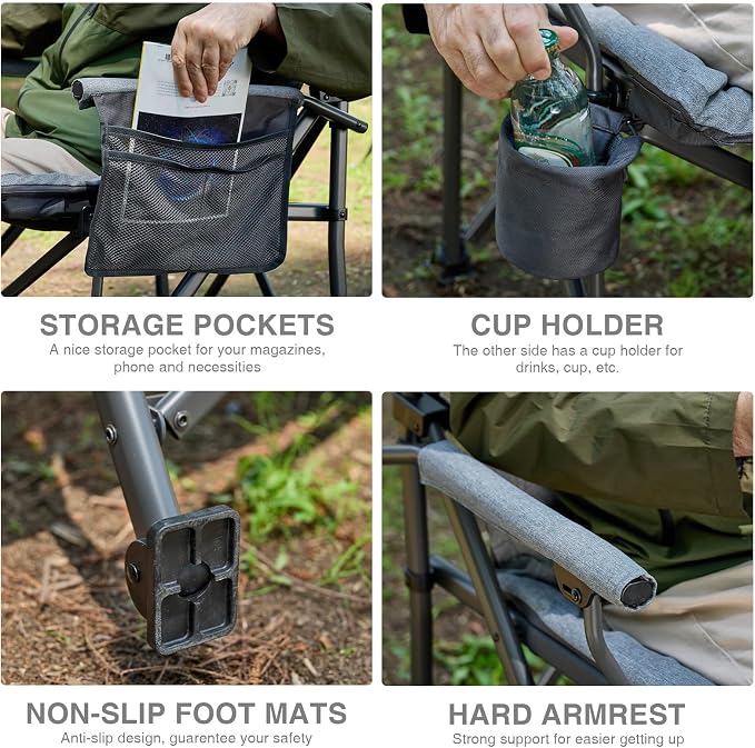 EVER ADVANCED Padded Oversized Folding Camping Chair - Image 6