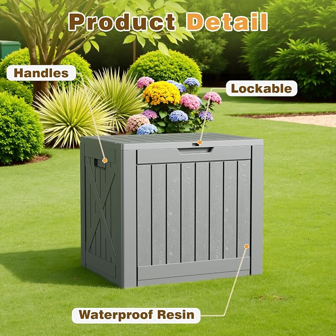 Flamaker Resin Deck Box 40 Gallon Waterproof Outdoor Indoor Storage Box - Image 4