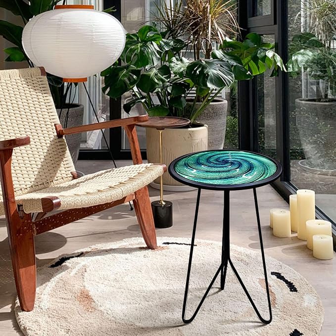 LIFFY Patio Side Table, Small Round End Table, Metal Side Table Outdoor - Image 4