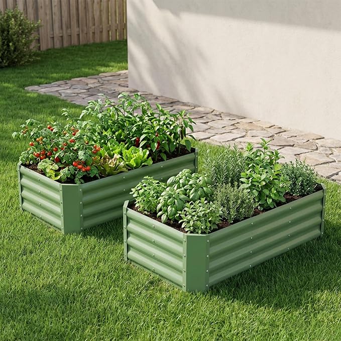 INNO STAGE 2 Pcs 4×2×1ft Galvanized Raised Garden Bed Kit, Galvanized Planter - Image 2
