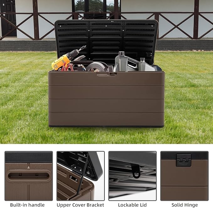 TARKARI Premium Pro Edition 100 Gallon Lockable Resin Deck Box, Waterproof & - Image 4