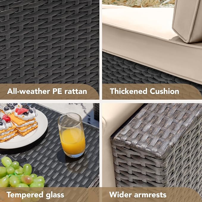 Devoko Patio Furniture Sets 6 Pieces Outdoor Sectional Rattan Sofa Manual - Image 3