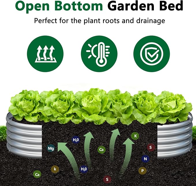 zizin 2 Pack Galvanized Raised Garden Bed Metal Oval Raised Garden Beds Outdoor - Image 3