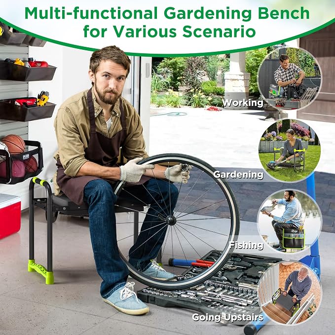 10.8” Wide Garden Kneeler and Seat, Heavy Duty Foldable Gardening Stool - Image 4