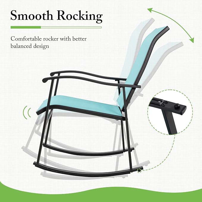 Shintenchi 3 Piece Rocking Bistro Set, Outdoor Furniture - Image 3