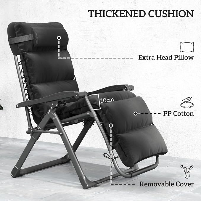 Outsunny Zero Gravity Chairs Set of 2, Reclining Folding Zero Gravity Lounge - Image 6